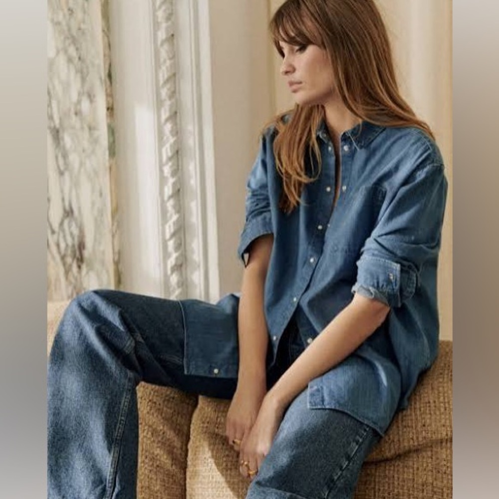 Sezane Max Shirt Baby Blue - Size 36